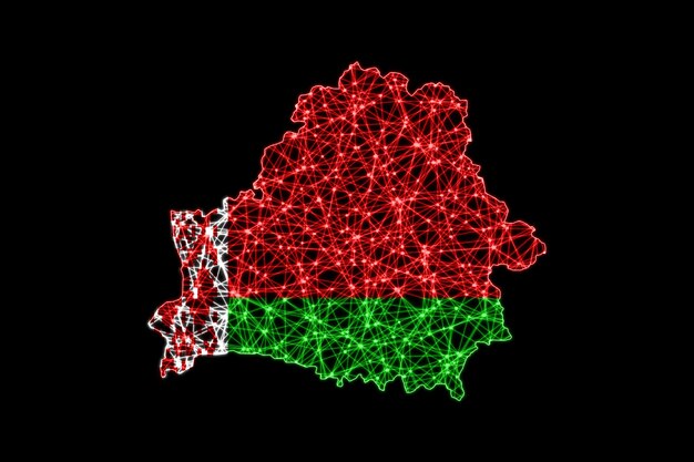 Карта Беларуси, полигональная карта сетки, карта флага