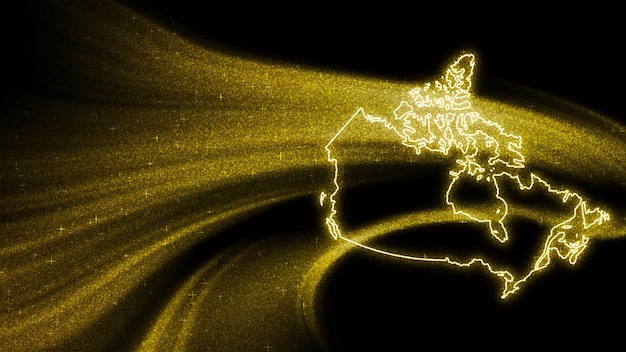 Foto gratuita mappa del canada, mappa glitter oro su sfondo scuro