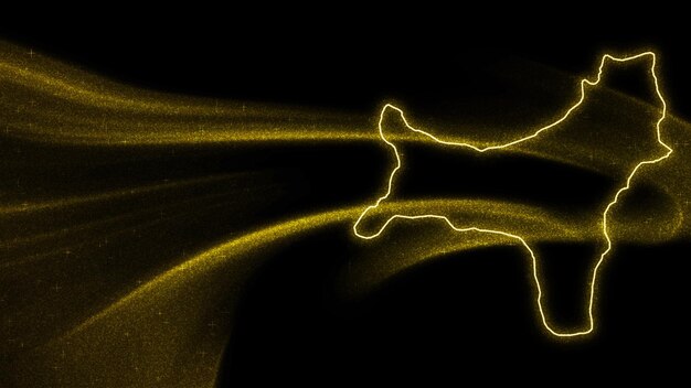 クリスマス島の地図、暗い背景にゴールドのキラキラ地図