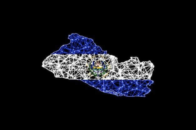 Карта Сальвадора, карта полигональной сетки, карта флага