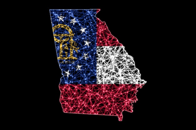 Map of Georgia, Polygonal mesh line map, flag map