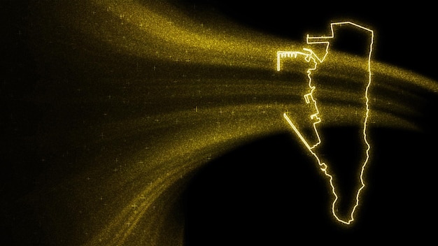 ジブラルタルの地図、暗い背景にゴールドのキラキラ地図
