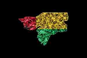 Free photo map of guinea bissau, polygonal mesh line map, flag map