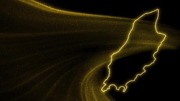 マン島の地図、暗い背景にゴールドのキラキラ地図