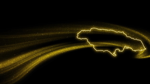 Map of Jamaica, Gold glitter map on dark background