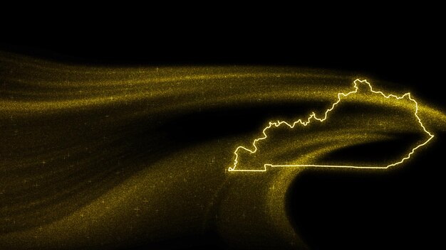 Map of Kentucky, Gold glitter map on dark background