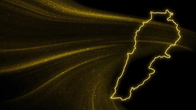 레바논의 지도, 어두운 배경에 골드 반짝이 지도