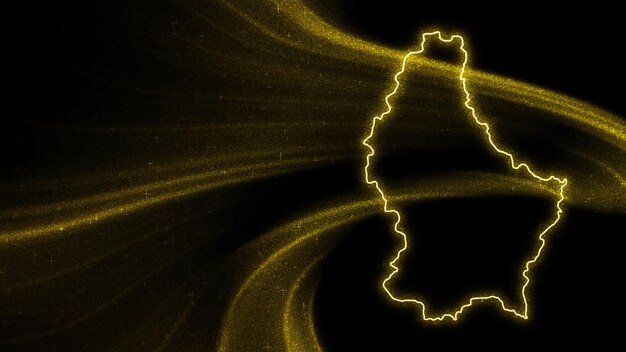 ルクセンブルクの地図、暗い背景にゴールドのキラキラ地図