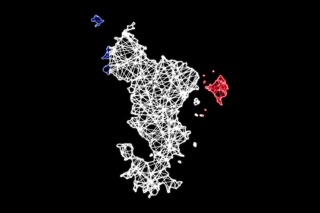 マヨットの地図、ポリゴンメッシュラインマップ、旗マップ