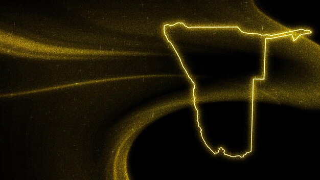 나미비아의 지도, 어두운 배경에 골드 반짝이 지도