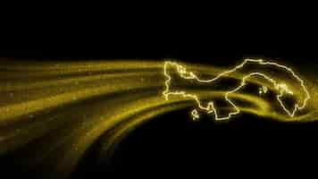 Free photo map of panama, gold glitter map on dark background