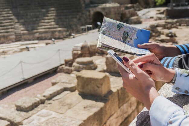 Map and roman monument