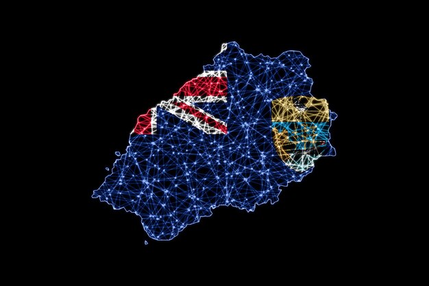 セントヘレナの地図、ポリゴンメッシュラインマップ、旗マップ