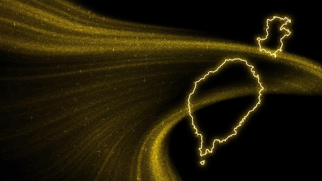 サントメ・プリンシペの地図、暗い背景にゴールドのキラキラ地図