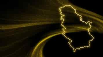 Free photo map of serbia, gold glitter map on dark background