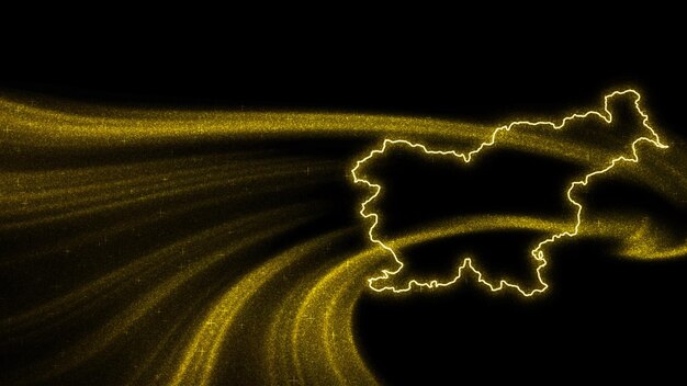 Map of Slovenia, Gold glitter map on dark background