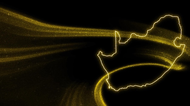 Карта Южной Африки, карта с золотым блеском на темном фоне