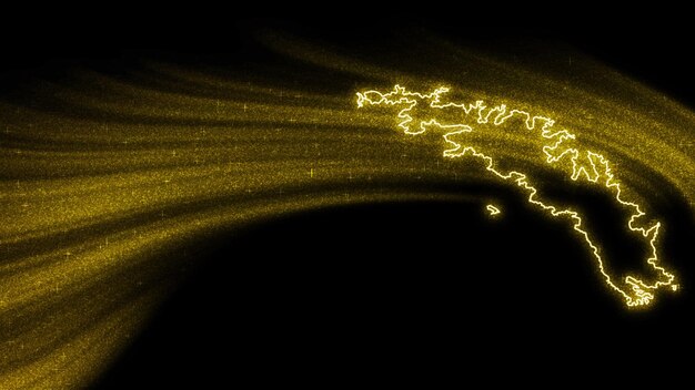 サウスジョージア島とサウスサンドイッチ諸島の地図、暗い背景にゴールドのキラキラ地図