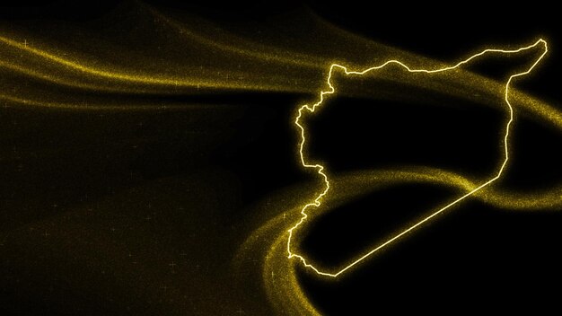 Карта Сирии, карта с золотым блеском на темном фоне