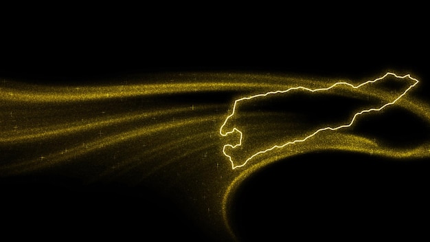 東ティモールの地図、暗い背景にゴールドのキラキラ地図