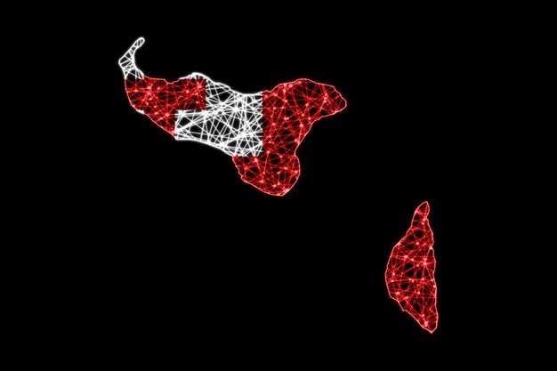 トンガの地図、ポリゴンメッシュラインマップ、旗マップ