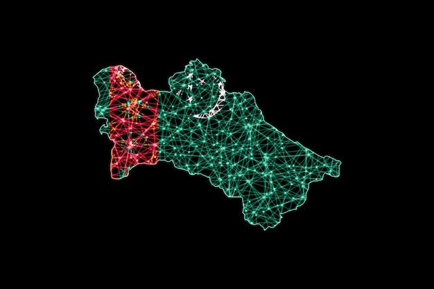 투르크메니스탄 지도, 다각형 메쉬 라인 맵, 플래그 맵