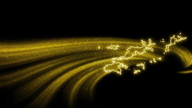 英領バージン諸島の地図、暗い背景にゴールドのキラキラ地図