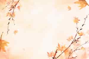 Free photo maple leaf border background in orange watercolor autumn season