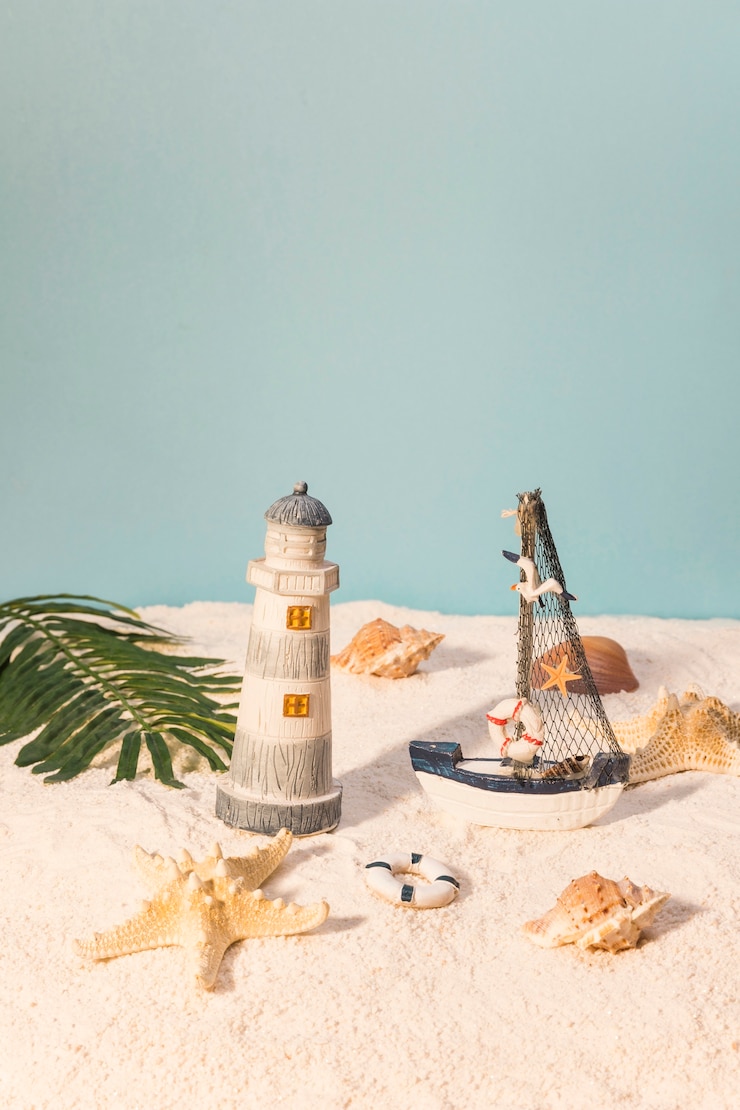 Free Photo marine toys on sandy beach