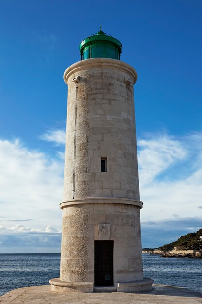 Maritime lighthouse near the sea