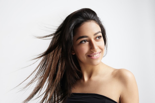 Maroccan girl with a blowing hair