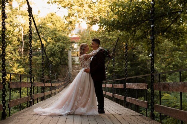 married couple in nature full shot