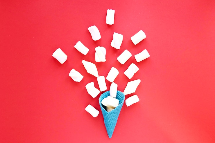 Free Photo marshmallow in blue waffle cone