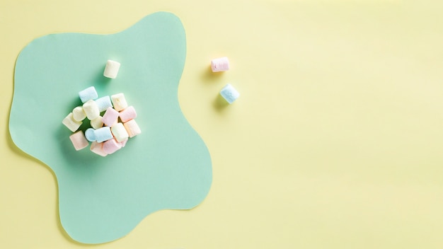 Marshmallows with copy space background