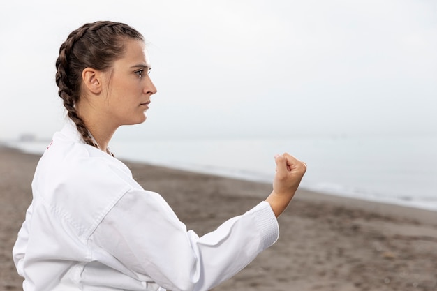 Martial art female training outdoor