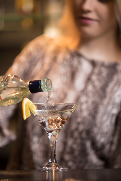 Martini poured in cocktail glass