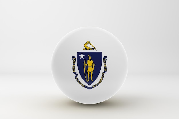 Massachusetts Flag In White Background