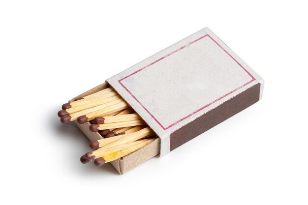 Matches isolated on white background closeup shot