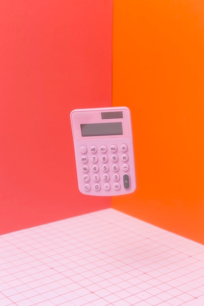 Free photo maths arrangement with calculator floating