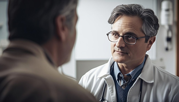 Mature doctor and coworker confidently standing indoors generated by AI