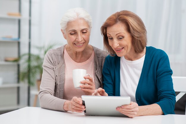 Mature friends spending time together