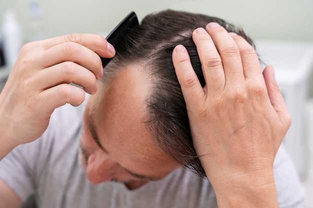 Mature man having balding problems