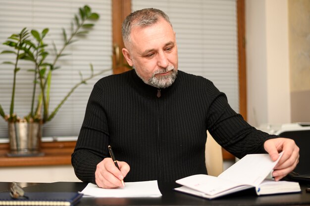 mature man working from home
