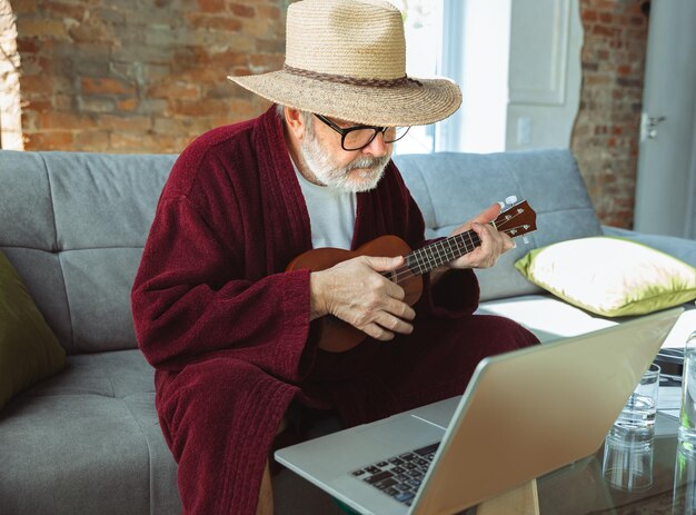 Mature senior older man during quarantine, realizing how important stay at home during outbreak