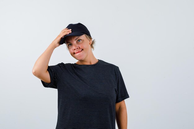 Mature woman posing in the studio