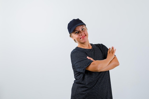 Mature woman posing in the studio