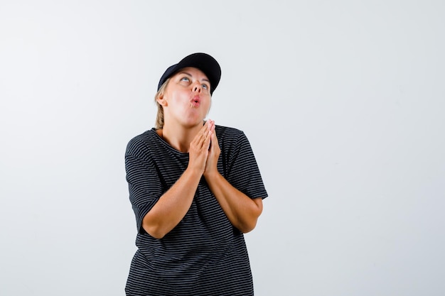 Mature woman posing in the studio