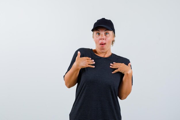 Mature woman posing in the studio