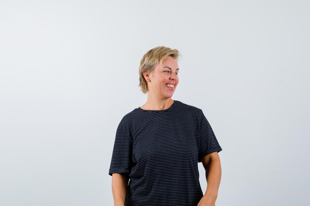 Mature woman posing in the studio