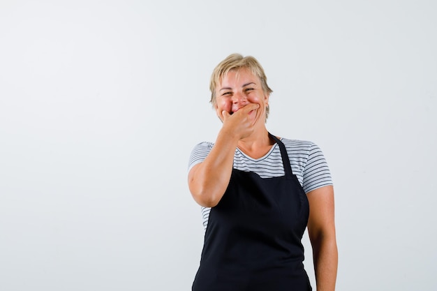 Mature woman posing in the studio